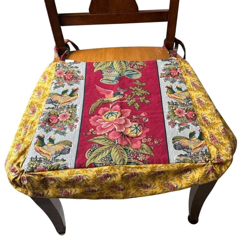 Dining Room Chair Bird Pheasants Floral 4 Seat Covers French Country Old Money